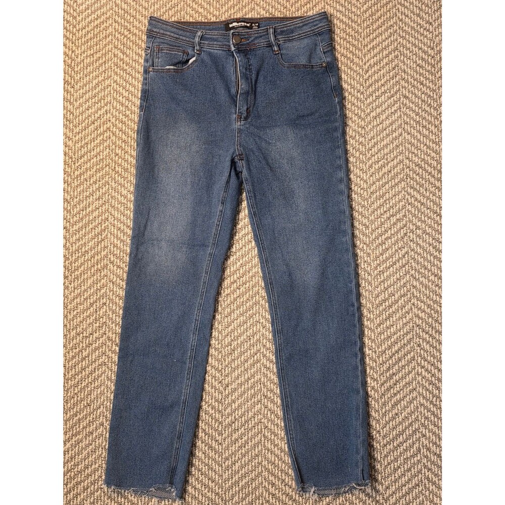 Dollhouse Womens Medium Wash Skinny Jeans Frayed Hem Stretch Denim Size 13 14